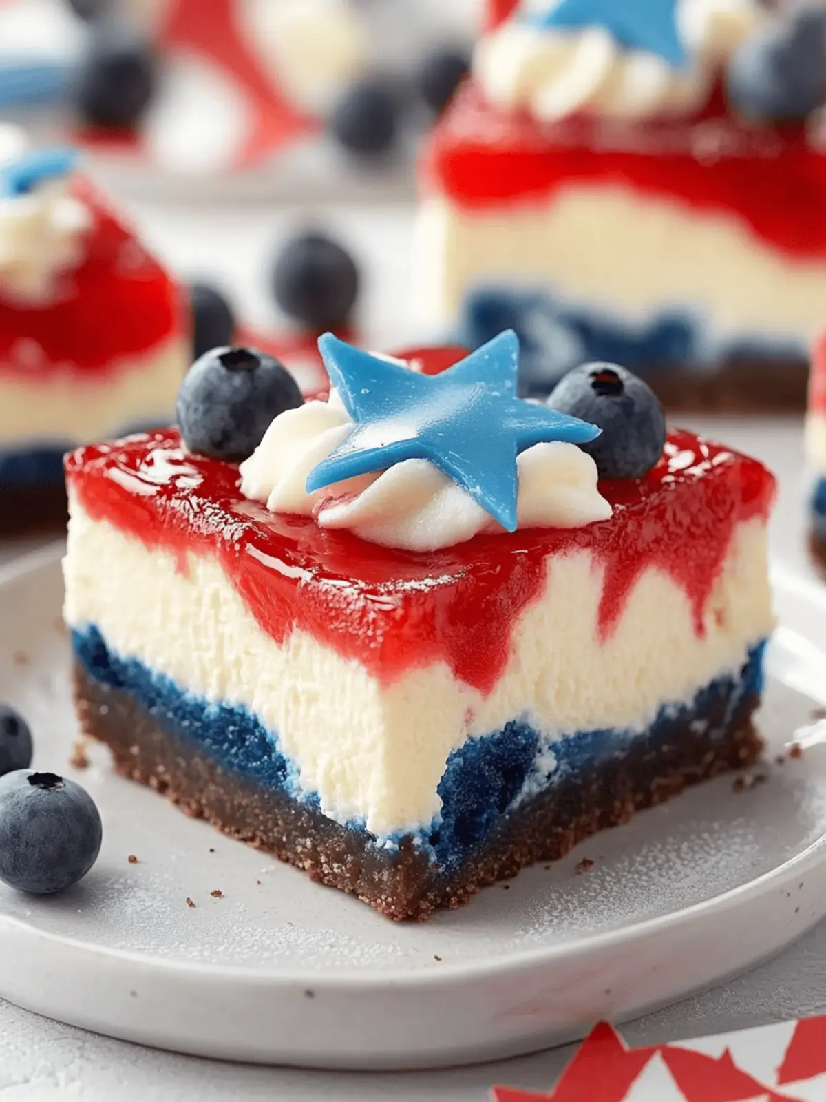 Creamy Red White and Blue Cheesecake Bars