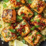 Salmon Bites With Spicy Chili Crisp Sauce