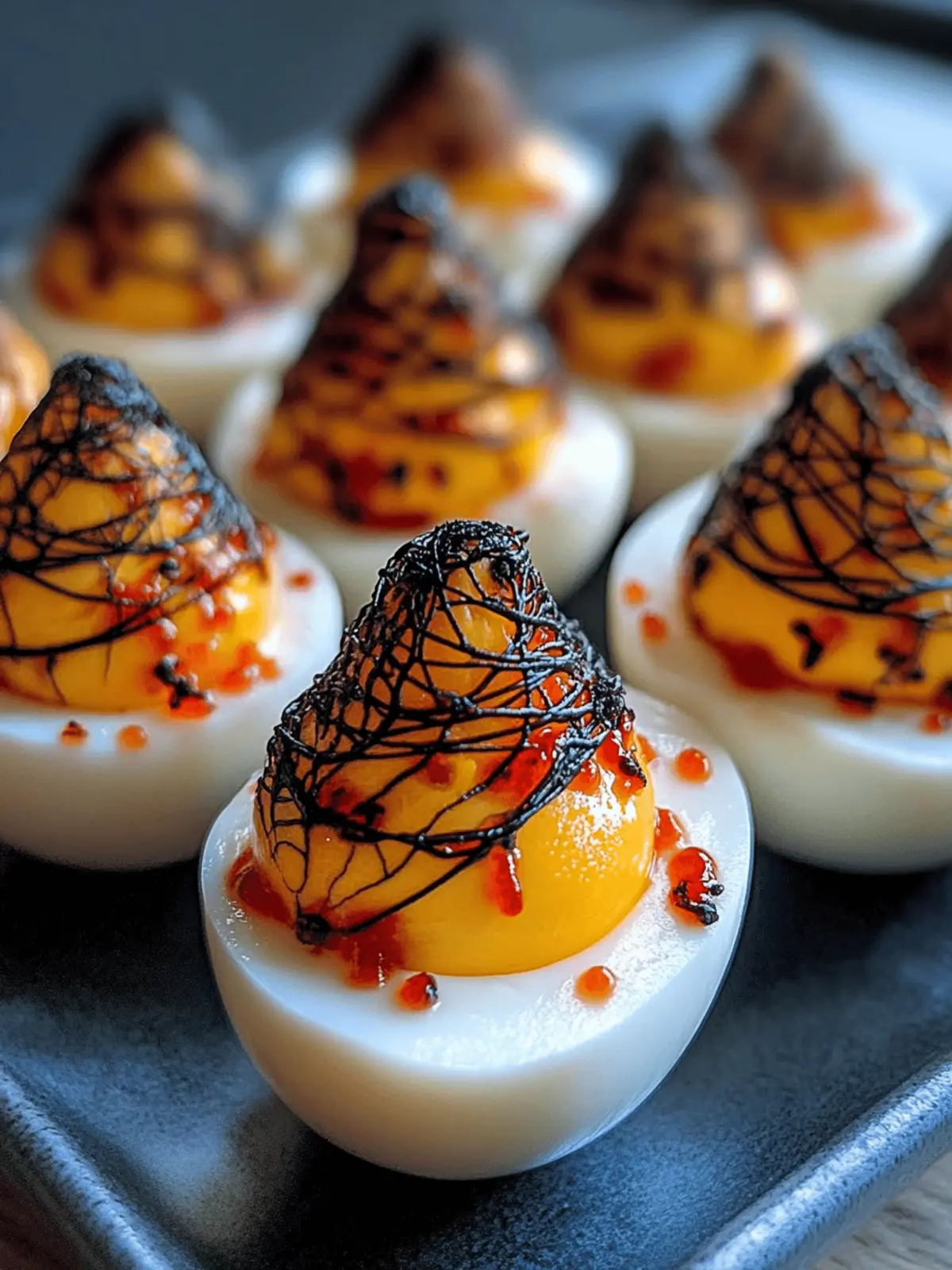 Eerie Spooky Spiderweb Deviled Eggs for a Haunted Feast 3 Spooky Spiderweb Deviled Eggs