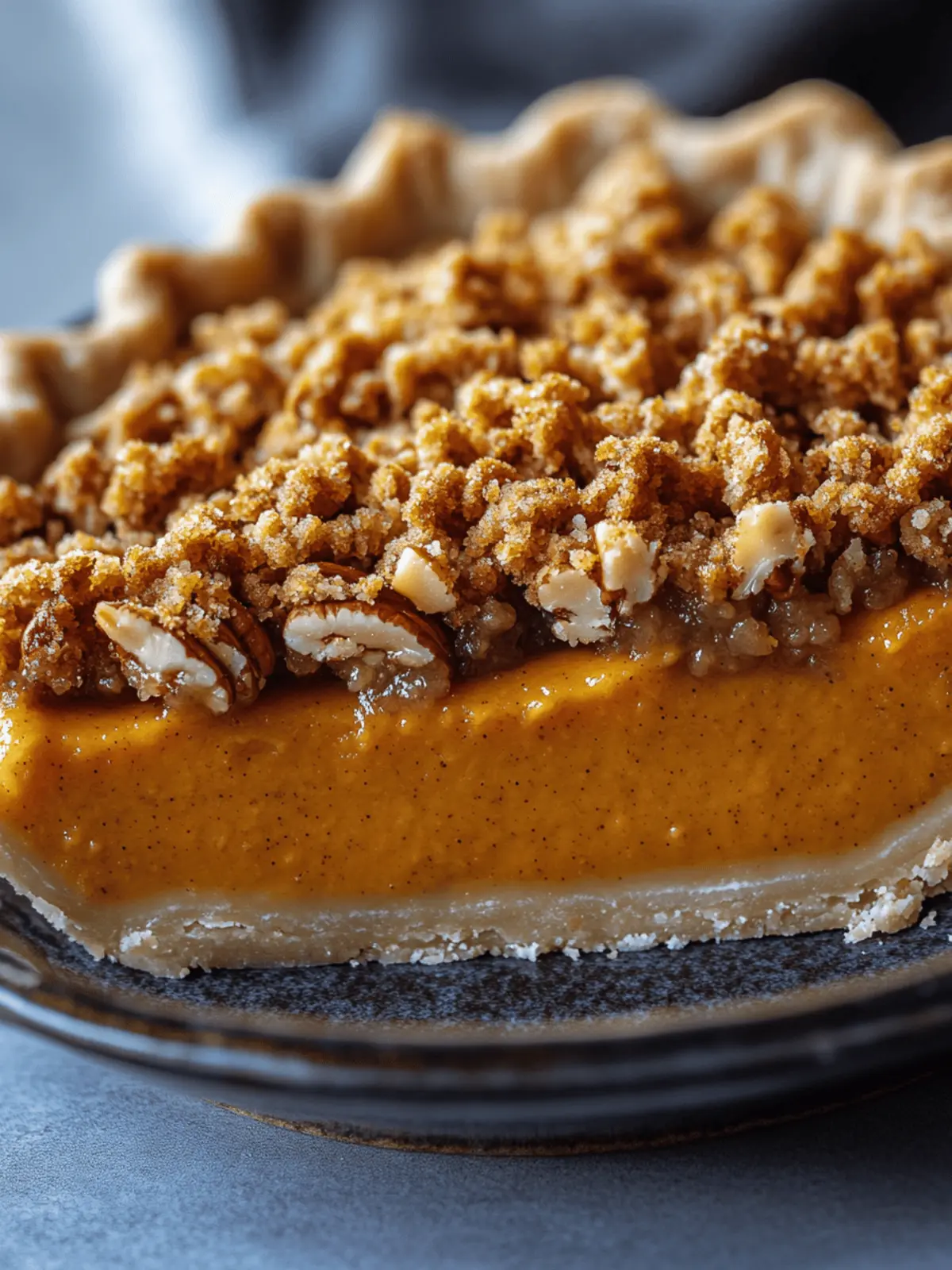 Bourbon Pumpkin Pie with a Salted Brown Butter Pecan Streusel