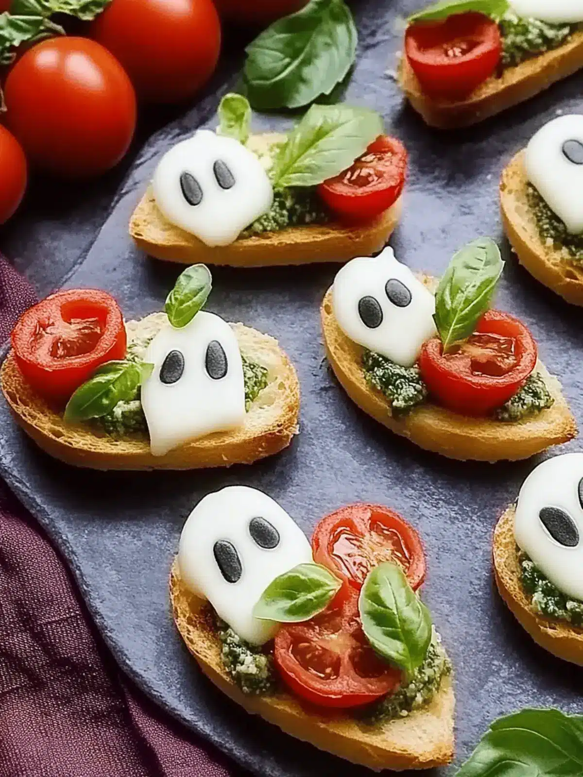 Creepy-Cool Caprese Crostini Ghosts for Halloween Fun 4 Caprese Crostini Ghosts