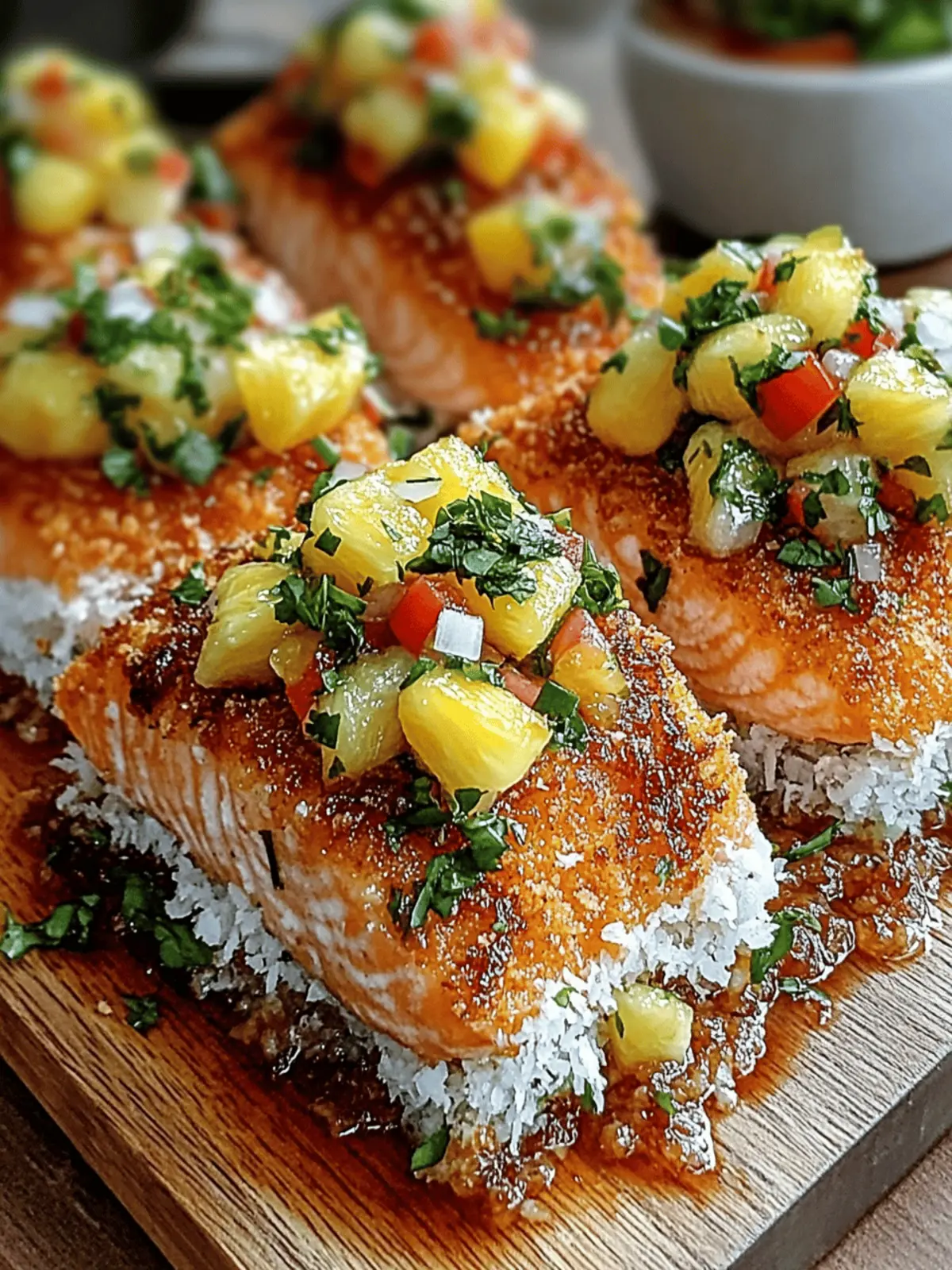Coconut Crusted Salmon with Pineapple Salsa