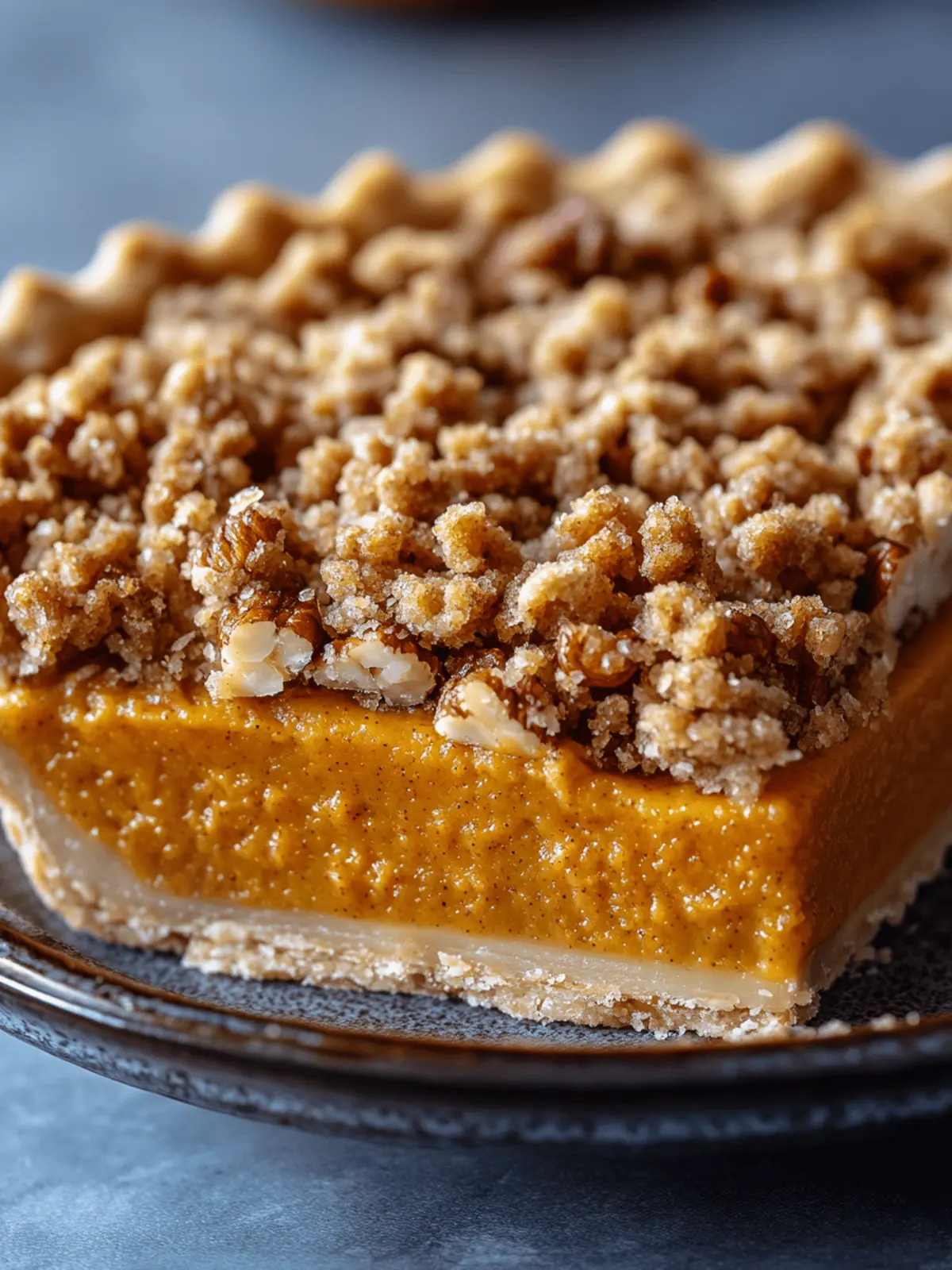 Bourbon Pumpkin Pie with a Salted Brown Butter Pecan Streusel