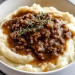 Ground Beef and Gravy Over Mashed Potatoes