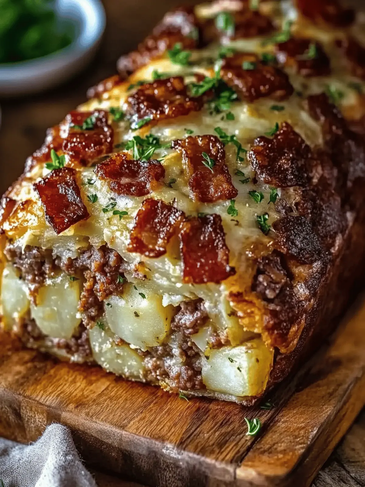 Bacon and Sausage-Stuffed Potato Loaf