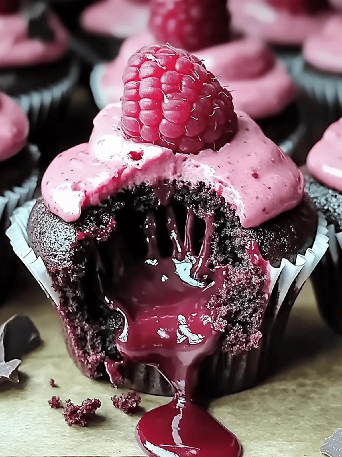 Raspberry Chocolate Lava Cupcakes