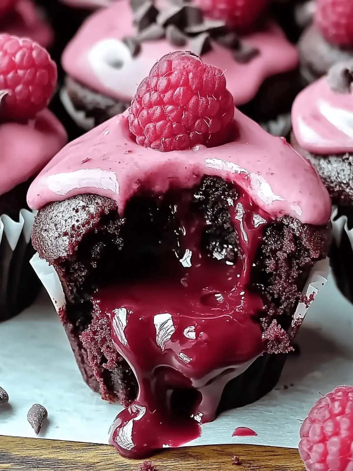 Raspberry Chocolate Lava Cupcakes