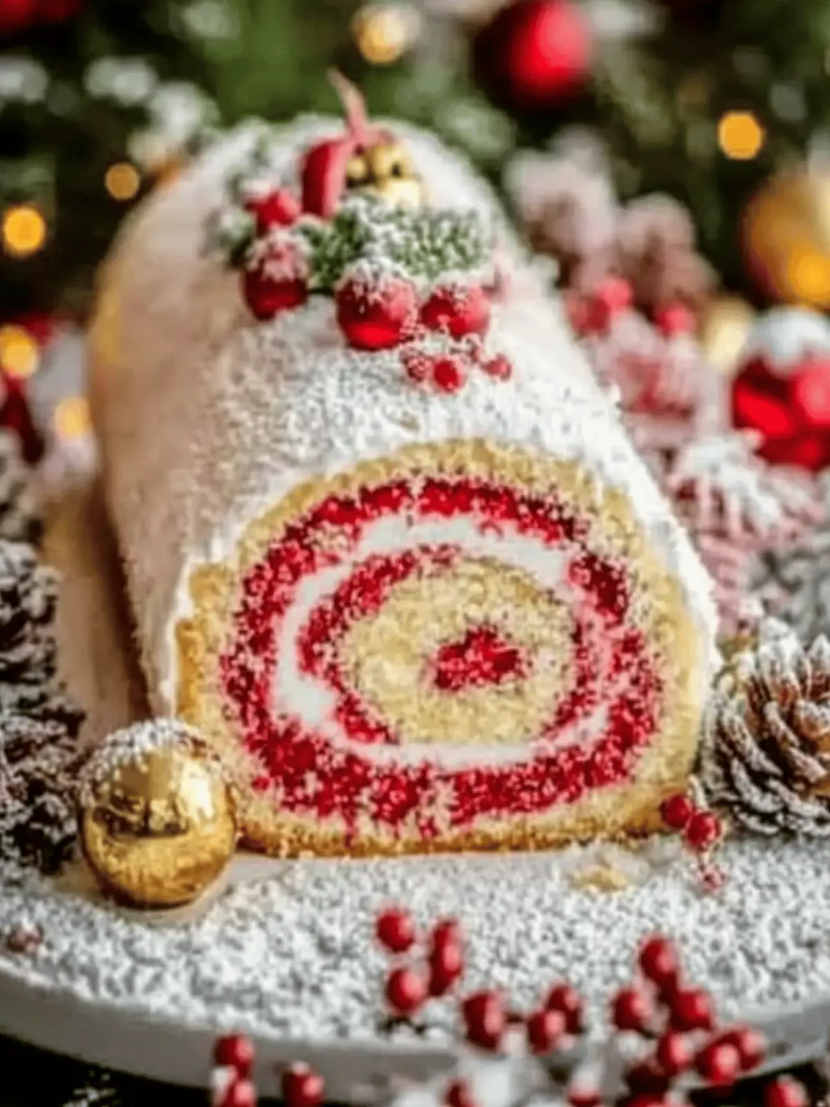 Delightful Christmas Roll Cake with Cranberry Whipped Cream 3 Christmas Roll Cake