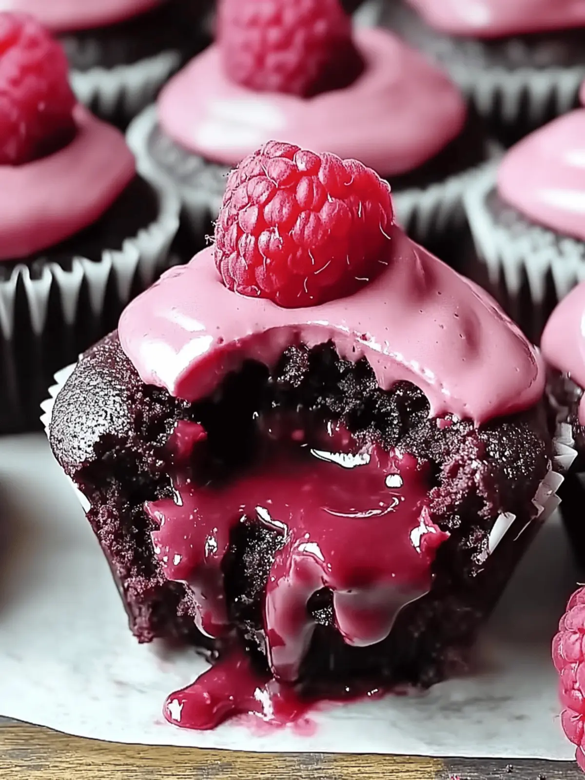 Raspberry Chocolate Lava Cupcakes
