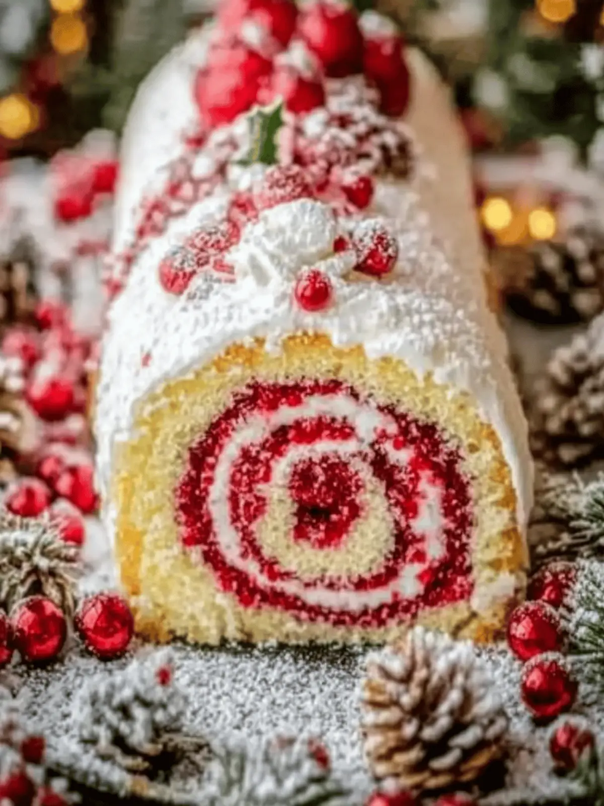 Delightful Christmas Roll Cake with Cranberry Whipped Cream 4 Christmas Roll Cake