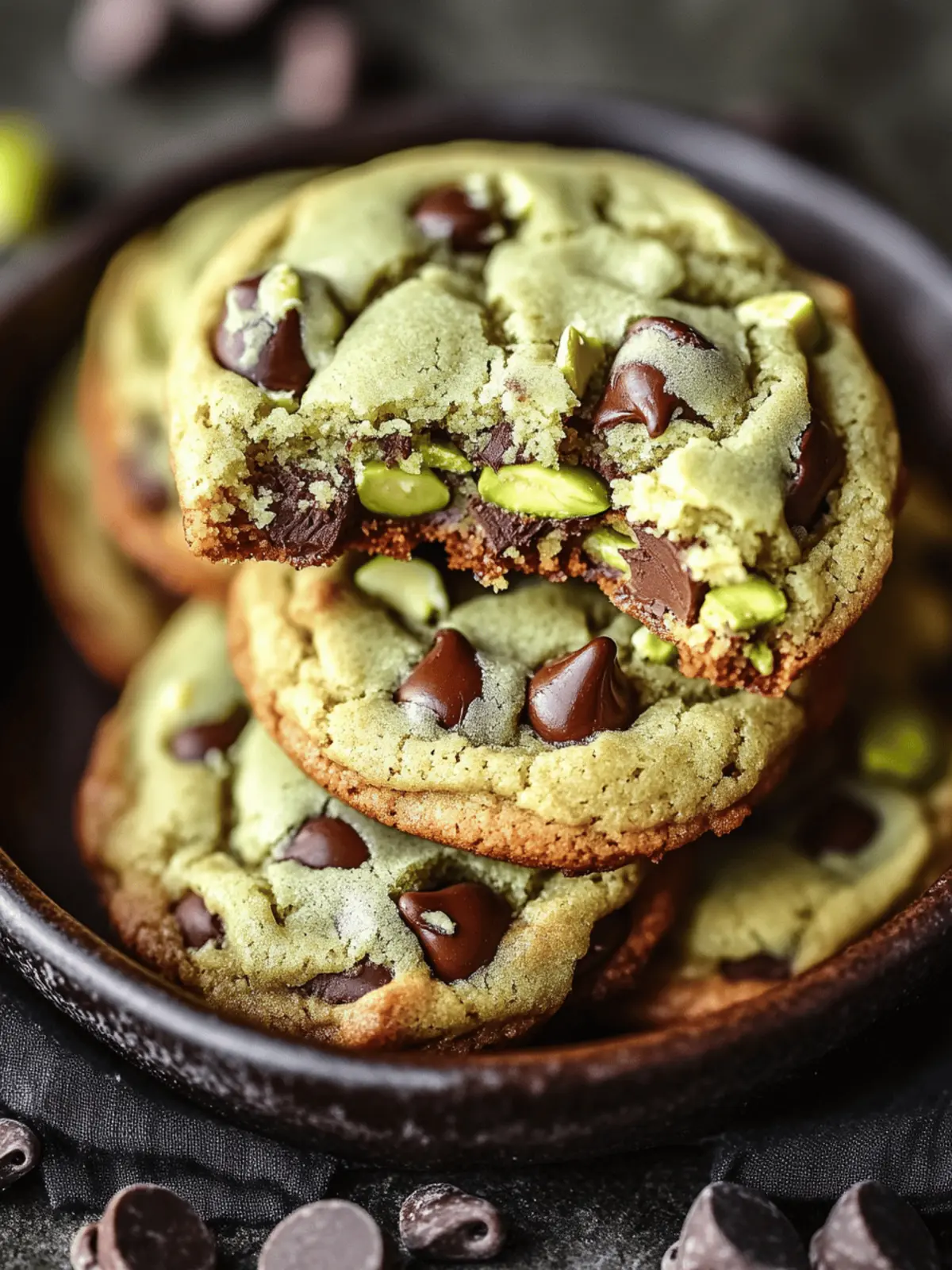 Pistachio Cream Chocolate Chip Cookies