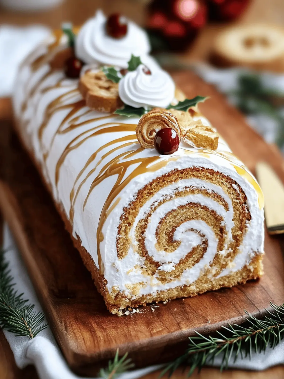 Delicious Ginger Bread Yule Log Cake for Festive Cheer 5 Ginger Bread Yule Log Cake