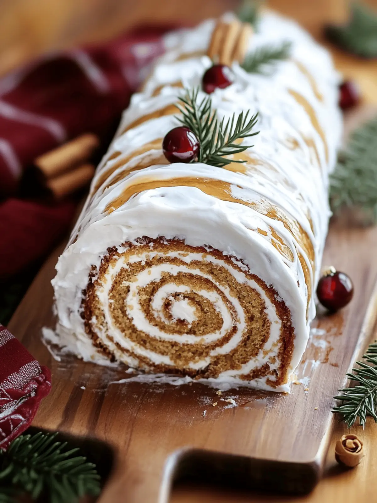 Delicious Ginger Bread Yule Log Cake for Festive Cheer 4 Ginger Bread Yule Log Cake