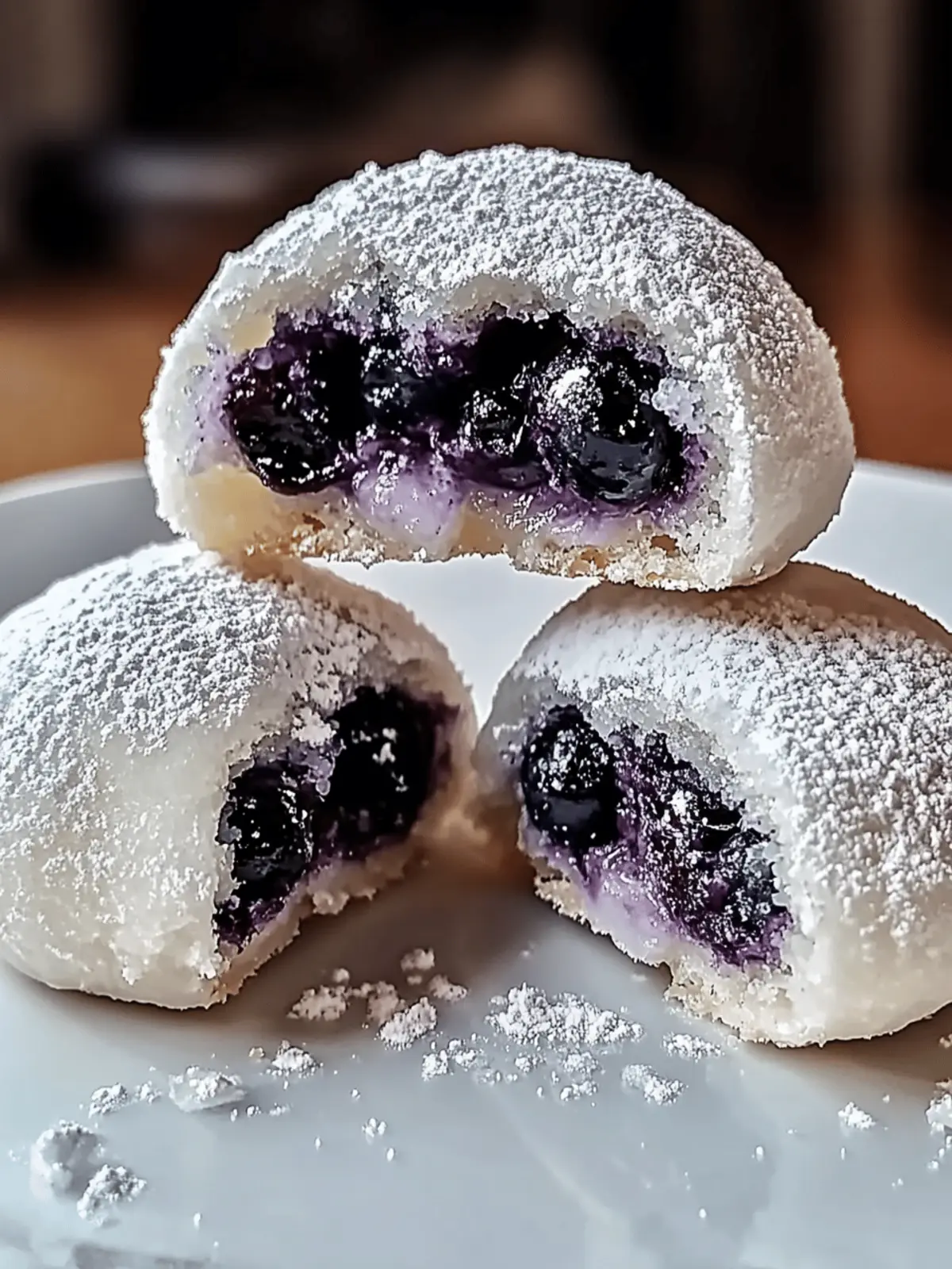 Blueberry-Filled Almond Snowball Cookies