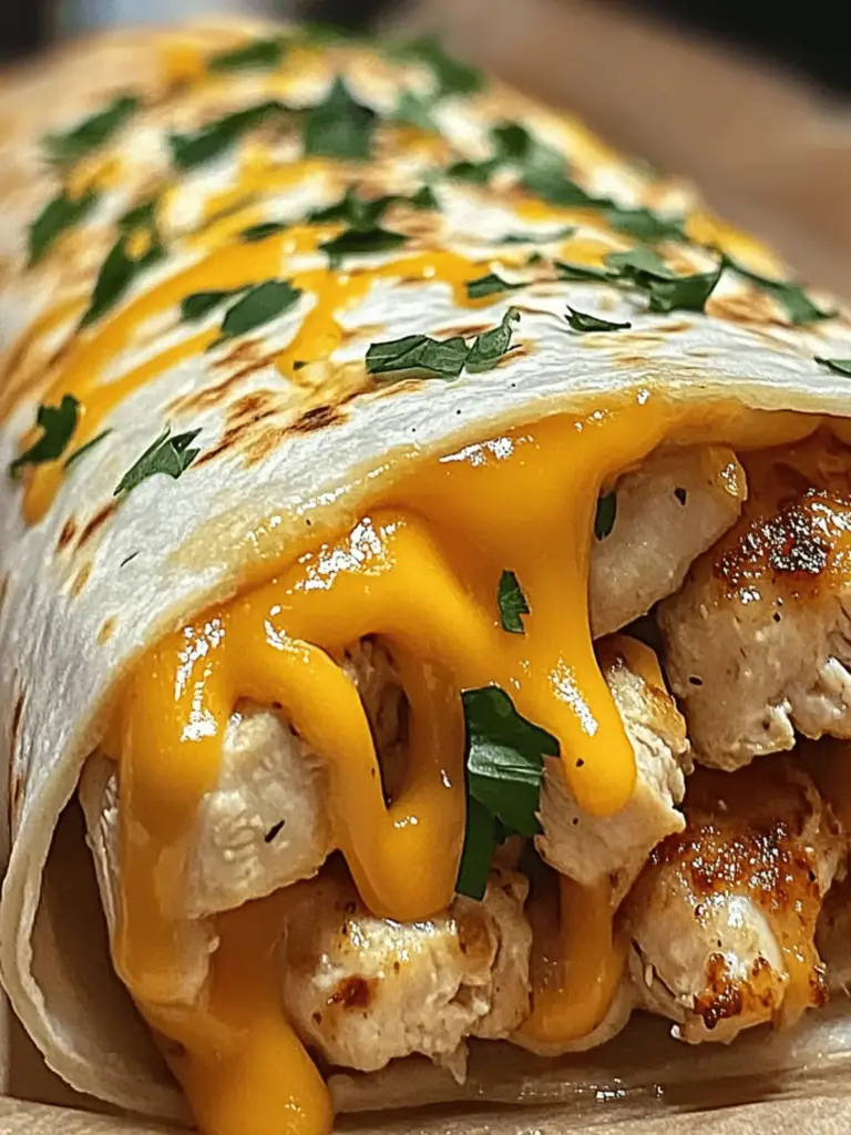 Ooey-Gooey Cheesy Garlic Chicken Wraps
