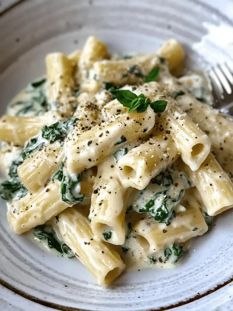 Creamy Spinach Rigatoni