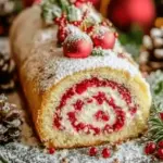 Delightful Christmas Roll Cake with Cranberry Whipped Cream 2 Christmas Roll Cake