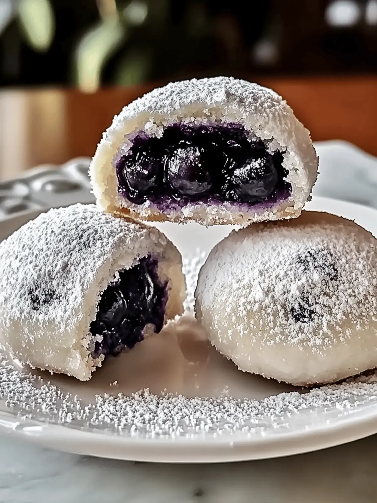 Blueberry-Filled Almond Snowball Cookies