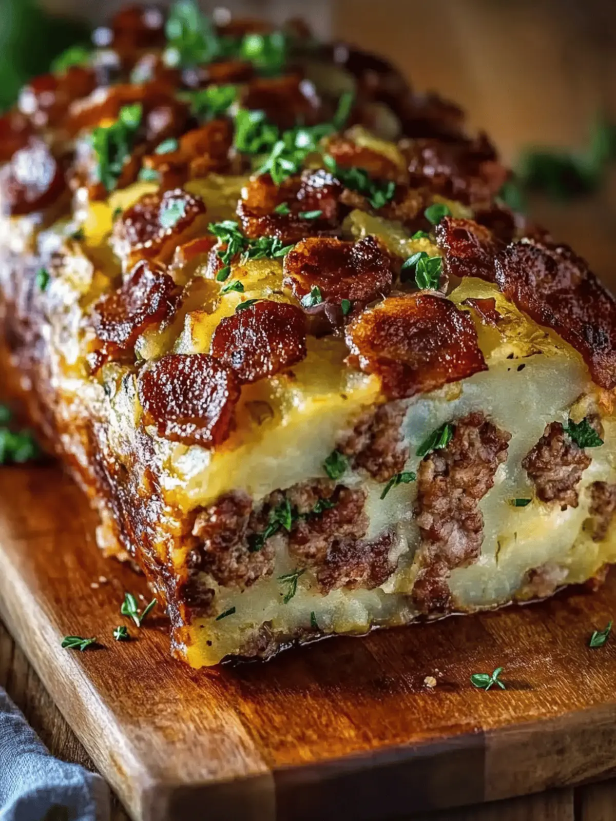 Bacon and Sausage-Stuffed Potato Loaf